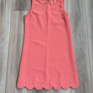 Coral Sleeveless Dress with Scalloped Hem